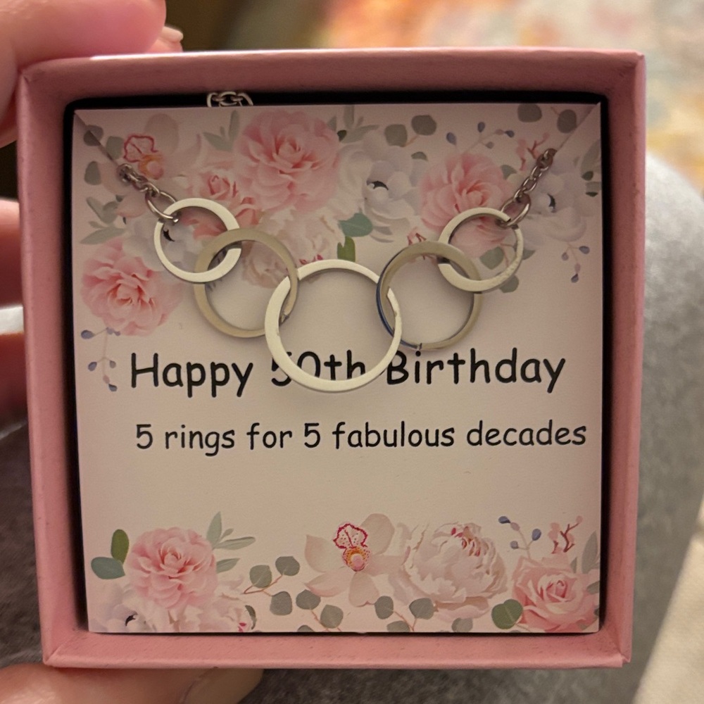 50th birthday Silver Circle Necklace